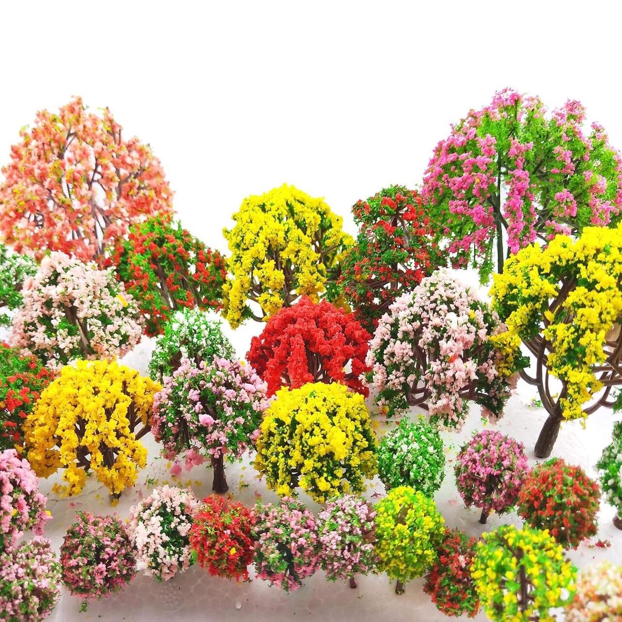 32 Pieces Model Trees 3.5cm - 10cm Mixed Model Tree Train Scenery Architecture Trees Fake Trees for DIY Crafts, Building Model, Scenery Landscape Natural Green